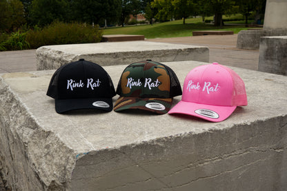 Rink Rat Hockey Club Script Logo Trucker Hat